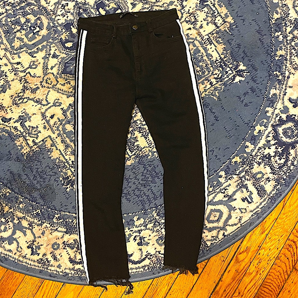 Zara High Waist Side Stripe Jeans